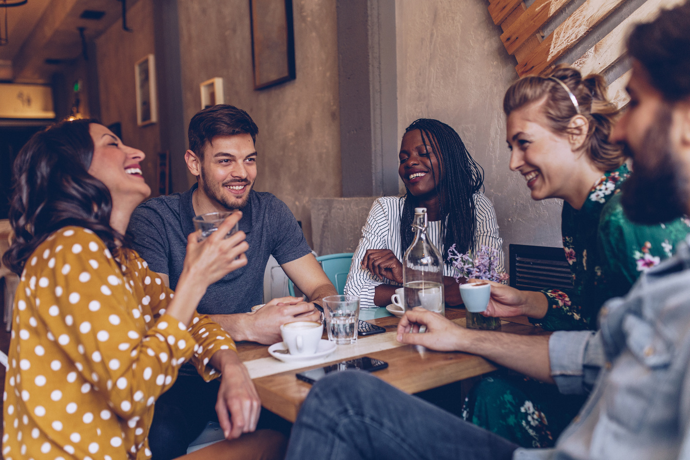 Group of friends drinking coffee